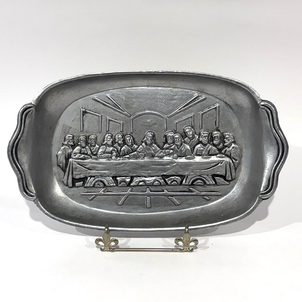 Sexton 1972 USA No 5030 The Lords‎ Supper Silver Pewter Bread Serving Dish
